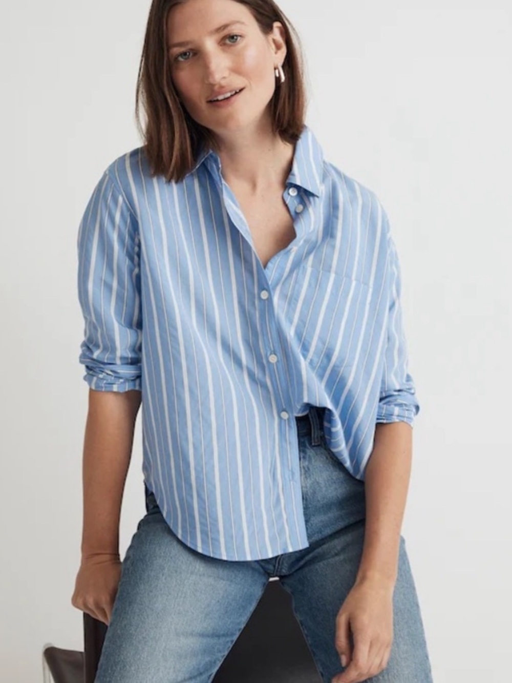 Madewell Relaxed Striped Button Shirt Blue XS